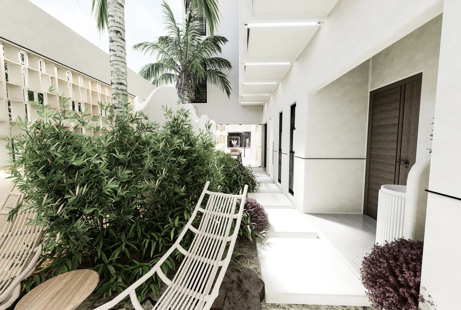 Jardín wellness en el patio central